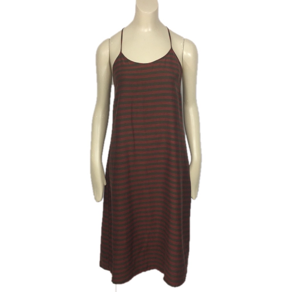 Attic and barn dark red and olive seta silk slip dress